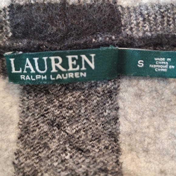 Lauren Ralph Lauren Wool Buffalo Check Plaid Open Front  Cardigan - Picture 6 of 7